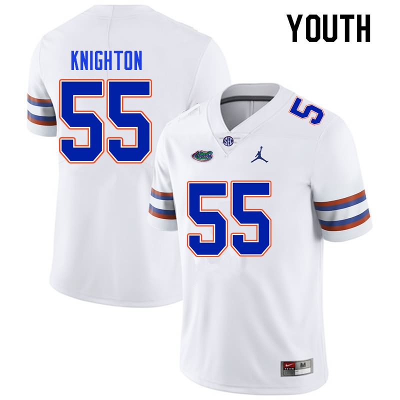 NCAA Florida Gators Hayden Knighton Youth #55 Nike White Stitched Authentic College Football Jersey CUD8064HE